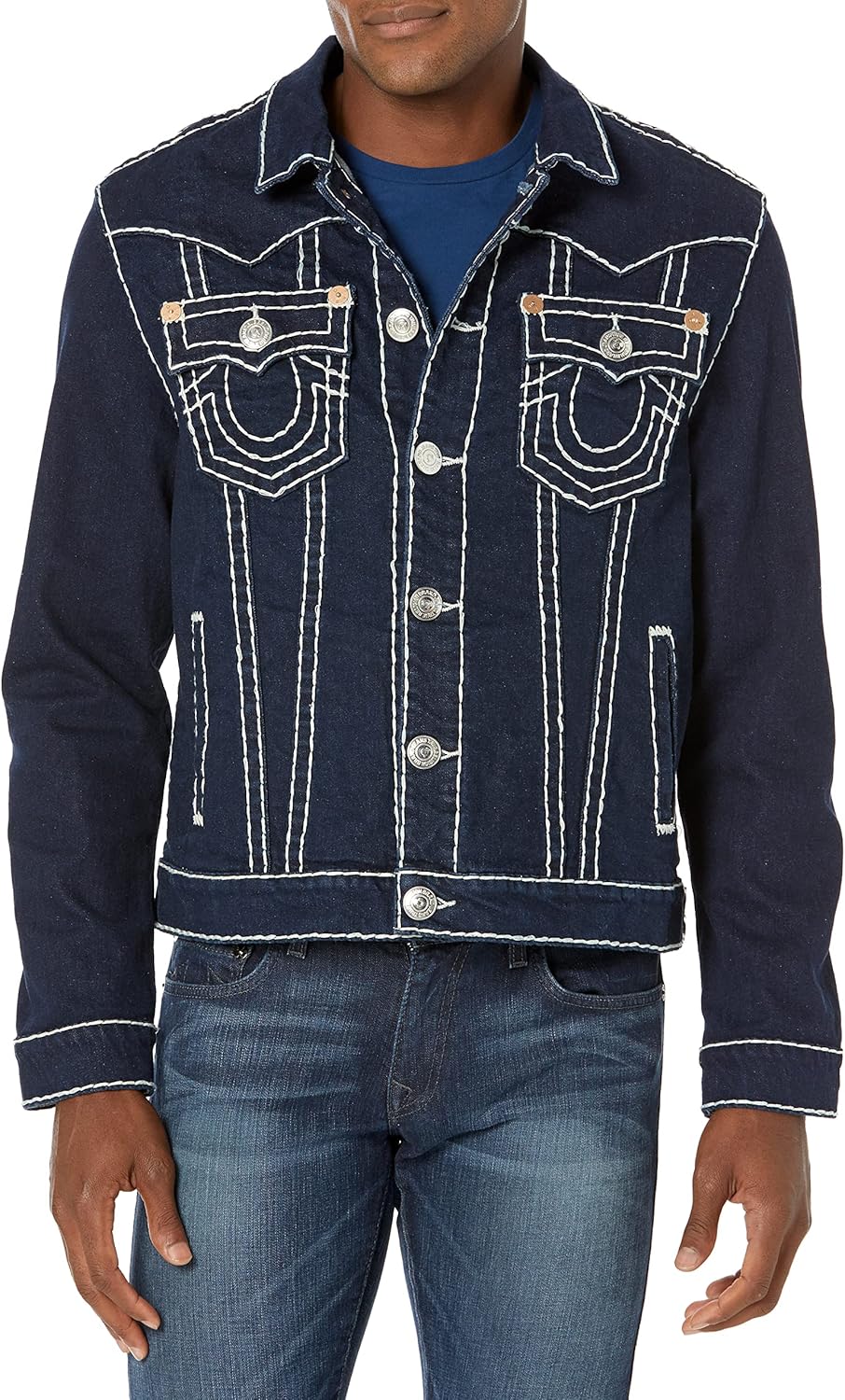 True Religion Men's Jimmy Super T Jacket, Body Rinse, Large